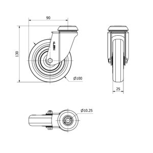 Rueda goma giratoria Alex diametro 100 mm. modelo 2-2816 - Imagen 2