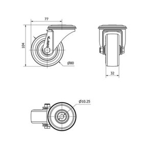 Rueda poliuretano giratoria Alex diametro 80 mm. modelo 2-2823 - Imagen 2