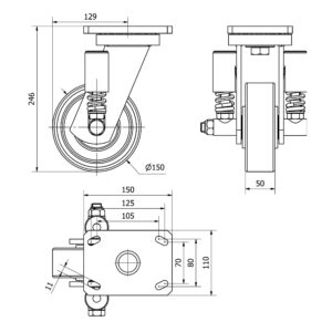 Rueda poliuretano giratoria Alex diametro 150 mm. modelo 2-3180 - Imagen 2