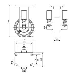 Rueda poliuretano fija Alex diametro 150 mm. modelo 2-3192 - Imagen 2