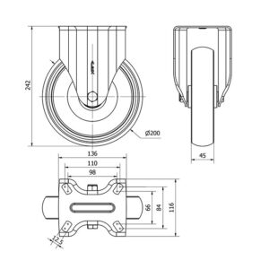 Rueda goma fija Alex diametro 200 mm. modelo 2-3229 - Imagen 2
