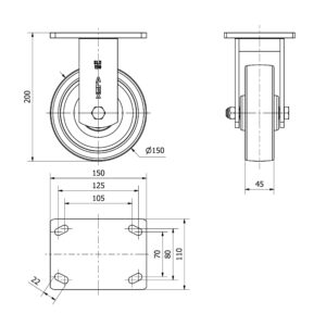 Rueda nylon-poliamida fija Alex diametro 150 mm. modelo 2-3673 - Imagen 2