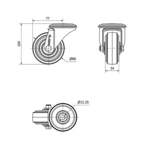 Rueda goma giratoria  Alex diametro 80 mm. modelo 2-4067 - Imagen 2