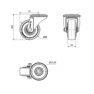 Rueda goma giratoria  Alex diametro 80 mm. modelo 2-4070 - Imagen 2