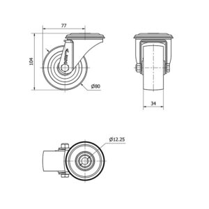 Rueda acero giratoria Alex diametro 80 mm. modelo 2-4072 - Imagen 2