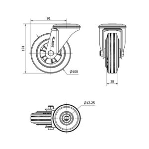 Rueda goma giratoria  Alex diametro 100 mm. modelo 2-4089 - Imagen 2