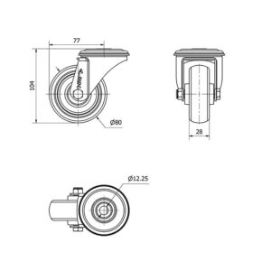 Rueda goma giratoria  Alex diametro 80 mm. modelo 2-4142 - Imagen 2