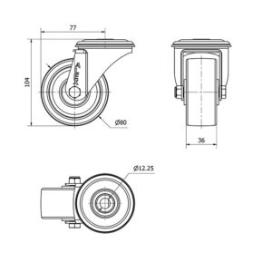 Rueda nylon-poliamida giratoria Alex diametro 80 mm. modelo 2-4154 - Imagen 2