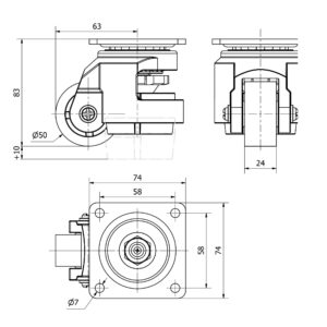 Rueda poliamida giratoria  Alex diametro 50 mm. modelo 2-4554 - Imagen 2