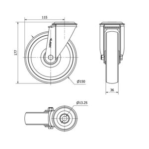 Rueda poliamix giratoria Alex diametro 150 mm. modelo 2-4567 - Imagen 2