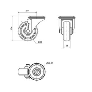 Rueda goma giratoria Alex diametro 80 mm. modelo 2-4569 - Imagen 2