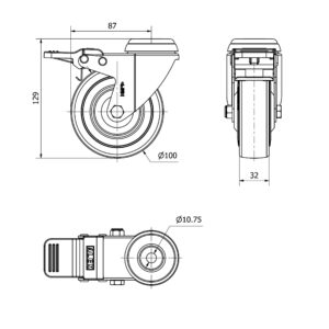 Rueda goma giratoria con freno Alex diametro 100 mm. 2-4596 - Imagen 2
