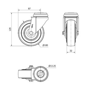 Rueda goma giratoria Alex diametro 100 mm. 2-4597 - Imagen 2