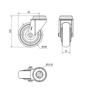Rueda goma giratoria  Alex diametro 100 mm. modelo 2-4605 - Imagen 2