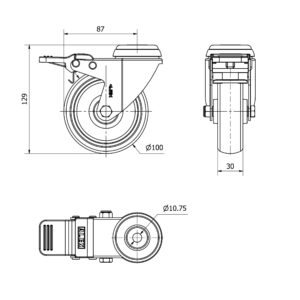 Rueda goma giratoria con freno Alex diametro 100 mm. 2-4612 - Imagen 2