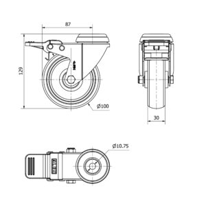 Rueda goma giratoria con freno Alex diametro 100 mm. 2-4620 - Imagen 2