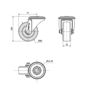 Rueda poliuretano giratoria Alex diametro 80 mm. modelo 2-4696 - Imagen 2