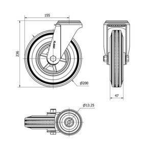 Rueda goma giratoria  Alex diametro 200 mm. modelo 2-4761 - Imagen 2