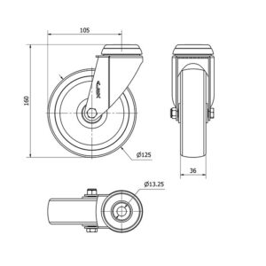 Rueda poliamix giratoria Alex diametro 125 mm. modelo 2-4770 - Imagen 2