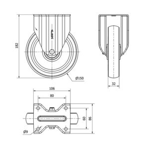 Rueda goma fija Alex diametro 150 mm. modelo 2-4784 - Imagen 2