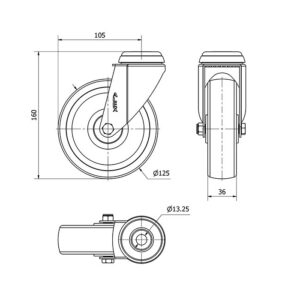 Rueda poliamix giratoria Alex diametro 125 mm. modelo 2-4806 - Imagen 2