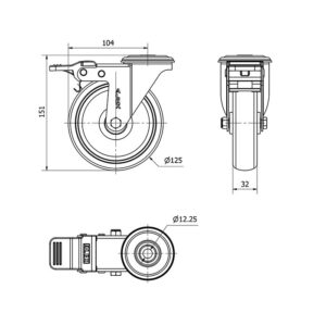 Rueda goma giratoria con freno Alex diametro 125 mm. modelo 2-4937 - Imagen 2