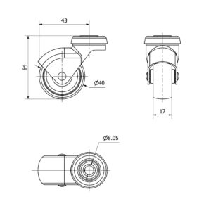 Rueda polipropileno-plastico giratoria  Alex diametro 40 mm. modelo 3-0020 - Imagen 2