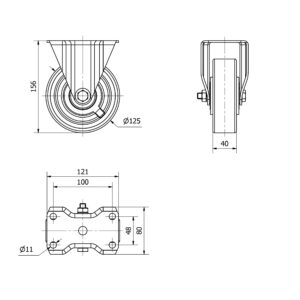 Rueda nylon-poliamida fija  Alex diametro 250 mm. 2-0093 - Imagen 2