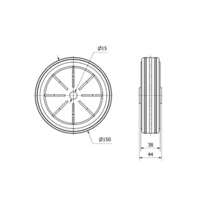 Rueda goma aro suelto Alex diametro 150 mm. modelo 4-1290 - Imagen 2