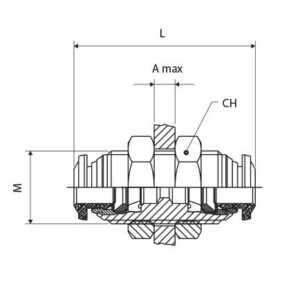 Racor recto intermedio pasatabiques D-10 M20x1 Aignep codigo 50050 10 - Imagen 2