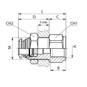Racor recto intermedio pasatabiques hembra 6 1/4" M14X1 Aignep codigo 50055 6 1/4 - Imagen 2