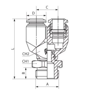 Racor en "Y" orientable macho cilindrico con torica D-4 1/8" Aignep codigo 50326 4 1/8 - Imagen 2