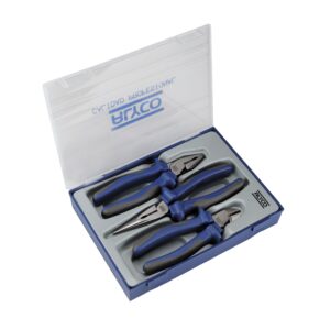 Juego de alicates 3 piezas alta potencia en caja de plastico Alyco codigo 101217