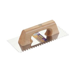 Llana dentada inoxidable mango madera 280x120 (10x10) mm. Alyco codigo 195787