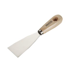 Espatula flexible acero al carbono mango madera 75 mm. Alyco codigo 196375