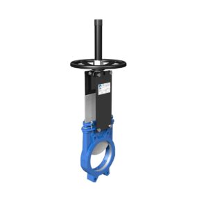 Valvula de guillotina cuerpo fund. ductil tajadera A-304 asiento EPDM DN-80 PN-10 con volante - Imagen 1