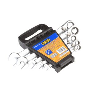 Juego llaves combinadas carraca 5 piezas en soporte 8-19 mm. Alyco codigo 191874