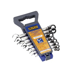Juego llaves combinadas carraca 8 piezas en soporte 8-19 mm. Alyco codigo 191876