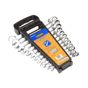 Juego llaves combinadas carraca 12 piezas en soporte 8-19 mm. Alyco codigo 191877