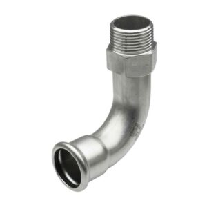 Curva 90º rosca macho prensar hembra acero inoxidable A-316L 1" D-28 mm.