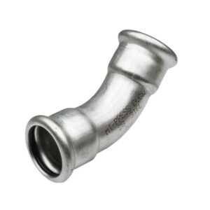 Curva 45º hembra-hembra prensar acero inoxidable A-316L D-35 mm.