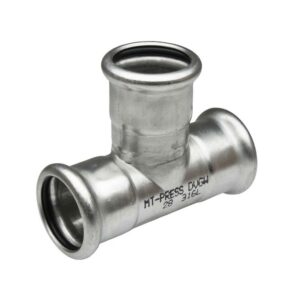 Te reducida hembra-hembra-hembra prensar acero inoxidable A-316L D-88-28-88 mm.