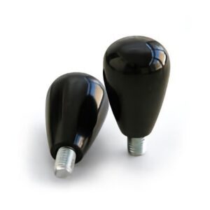 Pomo liso espiga roscada acero resina negra D-29 mm. M-8