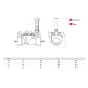 Electrovalvula accionamiento indirecto Aignep 2/2 N.O. 3/8" laton FKM 14 mm. 04F04214V0 - Imagen 2