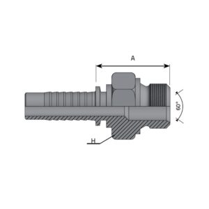 Macho fijo prensar acero cono 60º 3/4" BSP tubo 3/4"