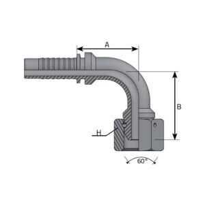 Codo 90º prensar acero cono 60º 5/8" BSP tubo 5/8"