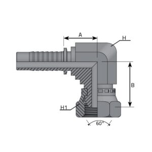 Codo 90º prensar compacto acero cono 60º 1/2" BSP tubo 3/8"