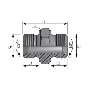 Adaptador hidraulico macho-macho cono 60º acero zincado 5/8" BSP - Imagen 2
