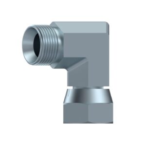 Codo hidraullico 90º macho-hembra giratoria cono 60º forja acero zincado 1-1/2" BSP