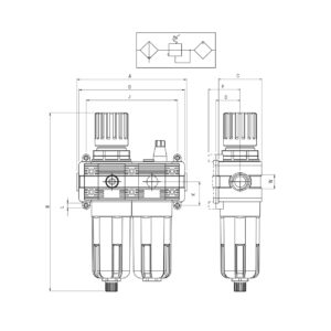 Filtro regulador lubricador Aignep FR+L2 20 micras 0-12 bar purga manual con rosca 1/2" T100205241100 - Imagen 2
